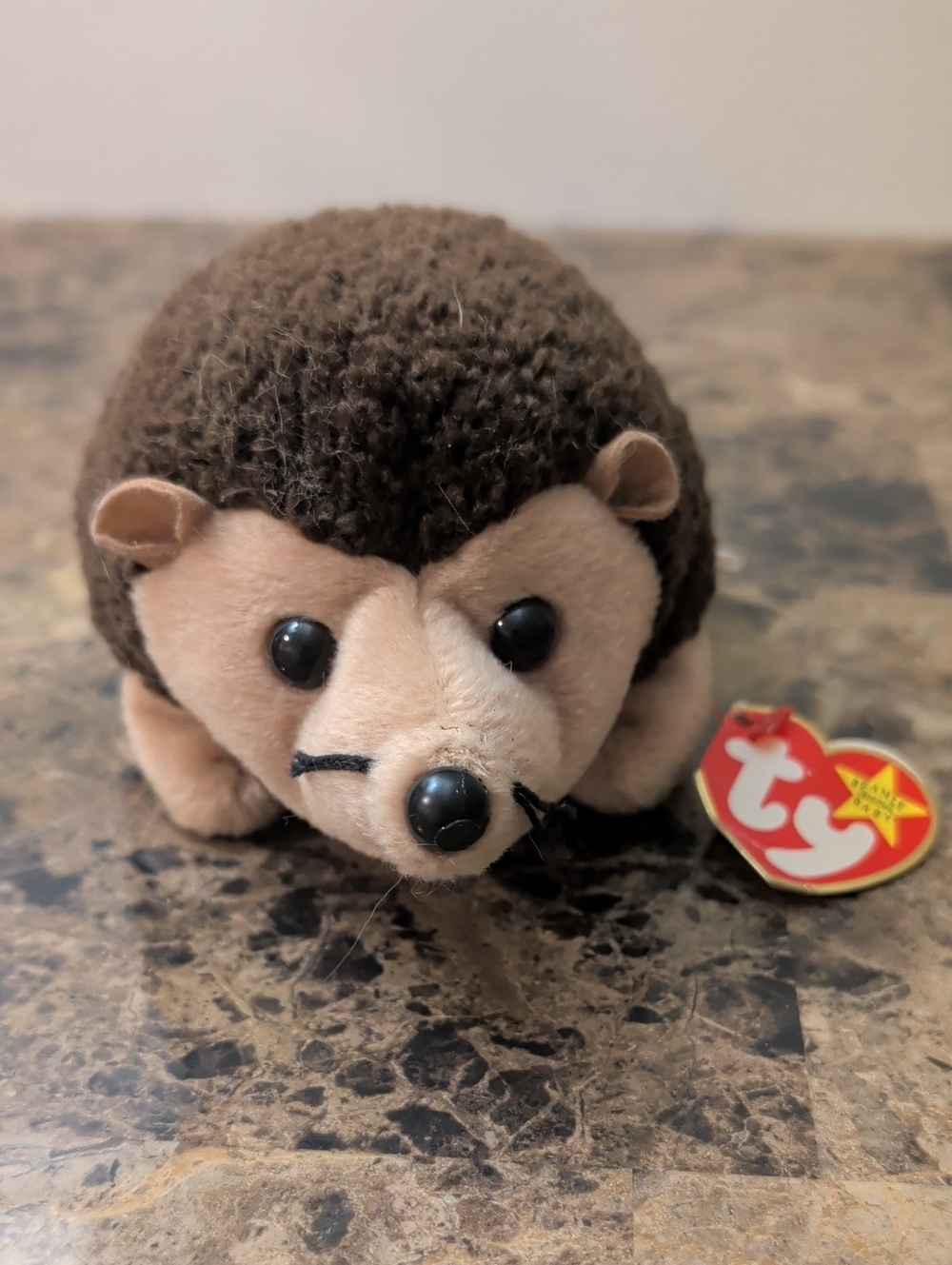Ty Brown and Tan Hedgehog Plush with Heart Tag
